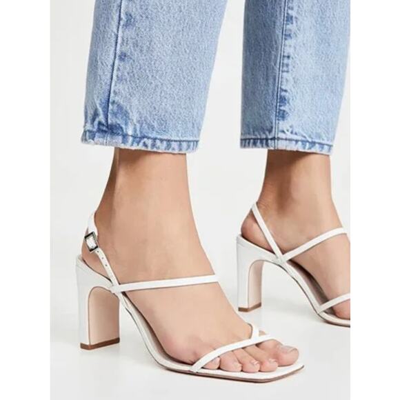 SCHUTZ Amaia White Leather Square Toe Heels - Picture 1 of 10